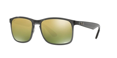 Shop Ray Ban Ray In Green Mirror Chromance Polarized