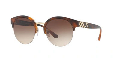 Shop Burberry Tortoise Matte Round Sunglasses - Be4241 In Tortoise Matte Frames/brown Lenses