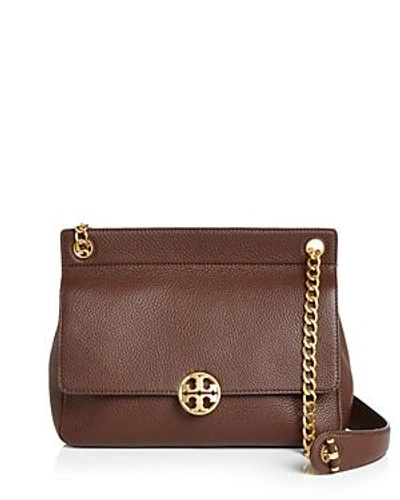 Shop Tory Burch Chelsea Flap Convertible Leather Shoulder Bag In Buffalo Brown/gold
