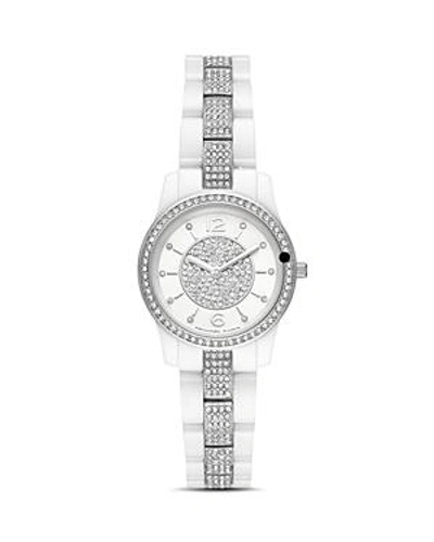 Shop Michael Kors Petite Runway Embellished White Watch, 28mm