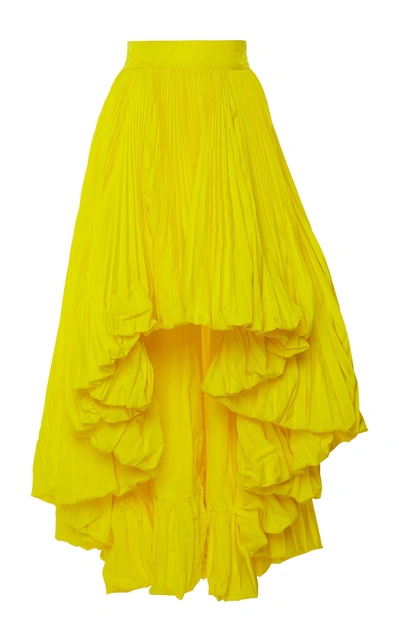 Shop Alexandre Vauthier Ruffle Faille Skirt In Yellow
