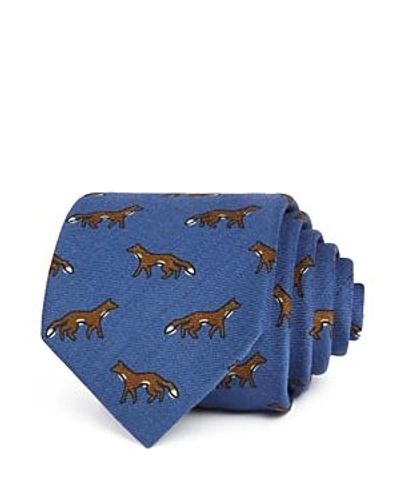 Shop Drake's Foxes Classic Tie In Blue