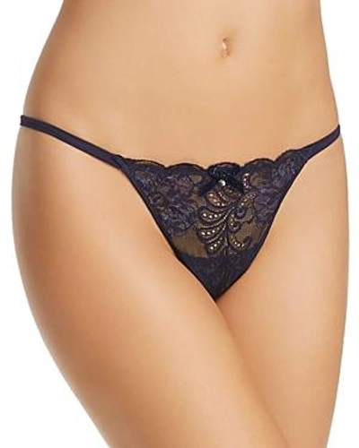Shop Le Mystere Sophie Lace Thong In Sapphire