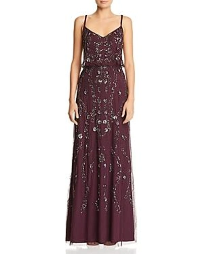 Shop Adrianna Papell Embellished Blouson Gown In Night Plum
