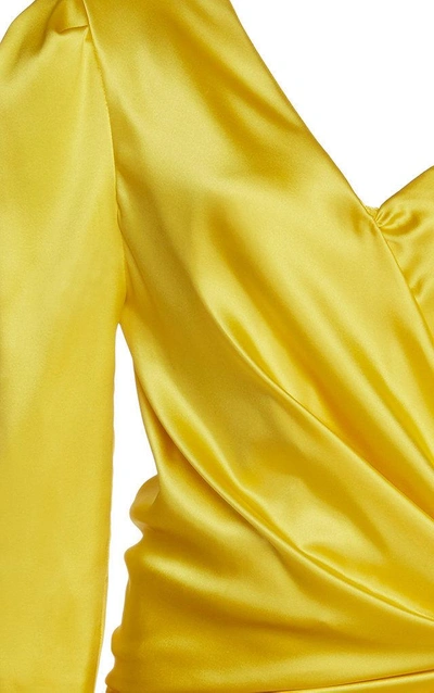 Shop Alexandre Vauthier One-shoulder Satin Dress In Yellow