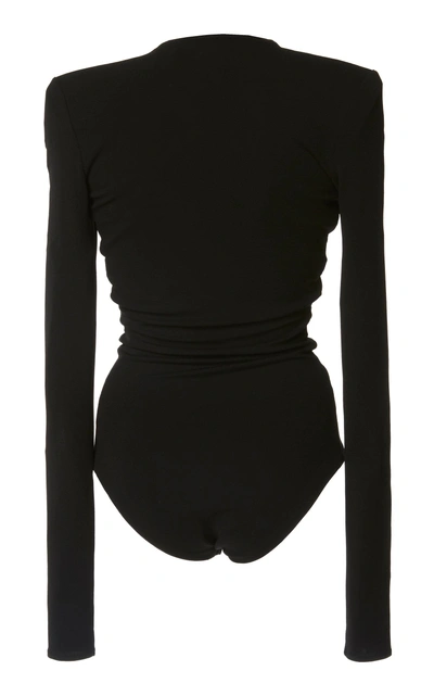 Shop Alexandre Vauthier V-neck Jersey Bodysuit In Black