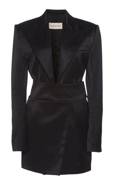 Shop Alexandre Vauthier Satin Suiting Dress In Black