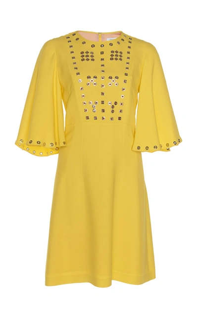 Shop Andrew Gn Bell Sleeve Cady Dress In Yellow