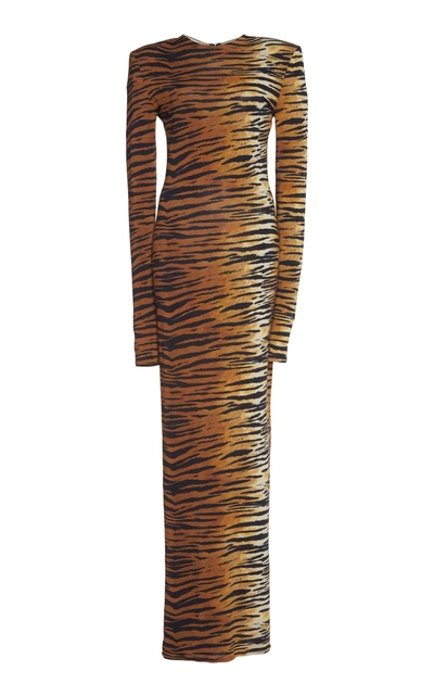 Shop Alexandre Vauthier Tiger Print Jersey Dress In Animal