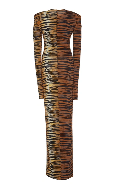 Shop Alexandre Vauthier Tiger Print Jersey Dress In Animal