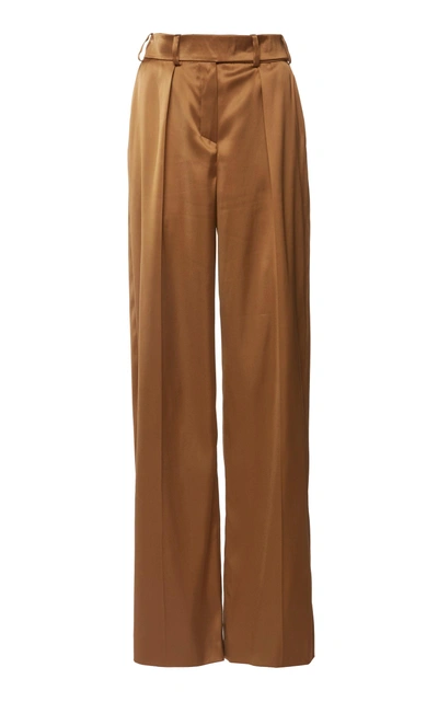 Shop Alexandre Vauthier Wide-leg Satin Pants In Brown