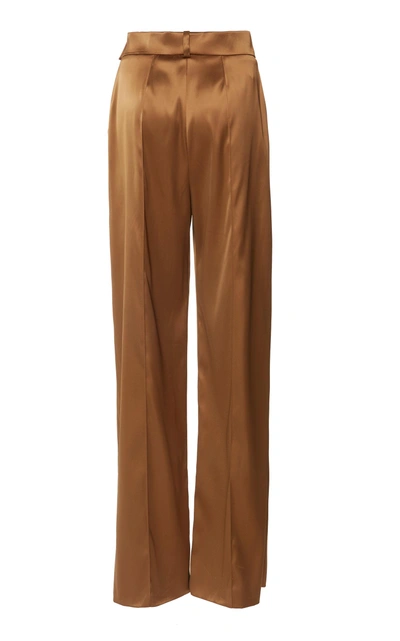 Shop Alexandre Vauthier Wide-leg Satin Pants In Brown