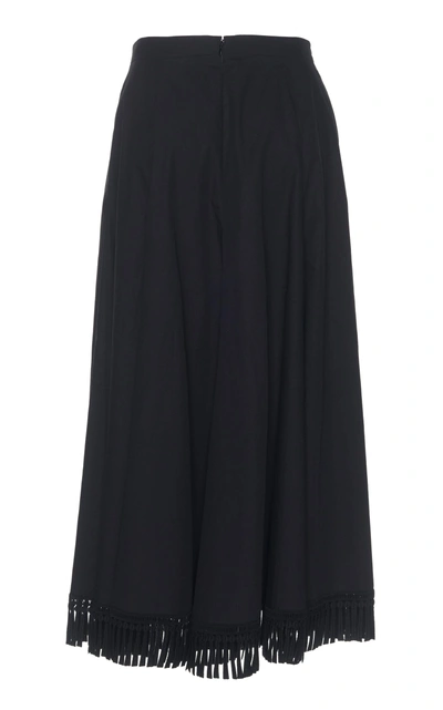 Shop Andrew Gn Tassel Hem Cotton Skirt In Black