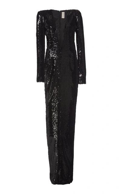 Shop Alexandre Vauthier V-neck Sequin Gown In Black