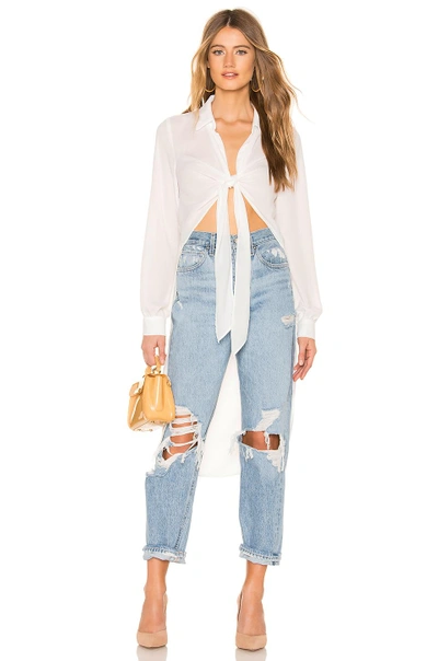 Shop Krisa Tie Front High Low Top In White