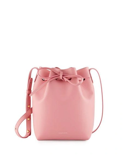 Shop Mansur Gavriel Calf Leather Mini Bucket Bag In Blush