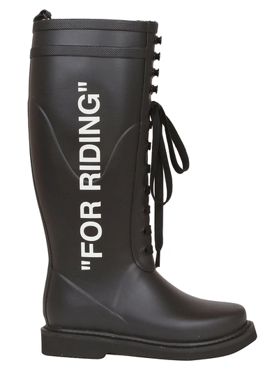 Shop Off-white For Riding Wellington Boots In Black White