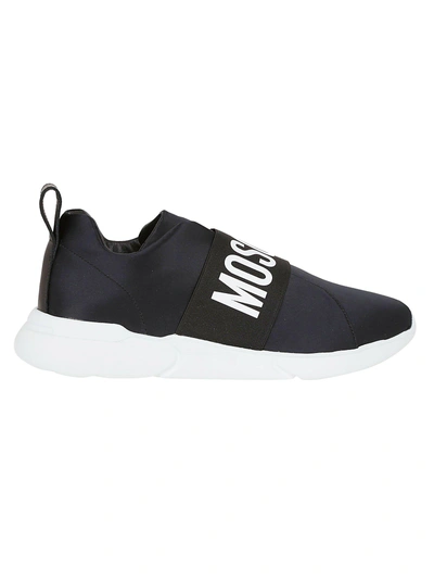 Shop Moschino Logo Sneakers In Nero