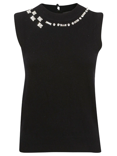 Shop Marc Jacobs Embellished Knitted Tank Top In Nero
