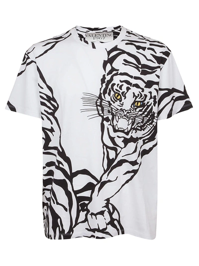 Shop Valentino Tiger Print T-shirt In 0an Bianco