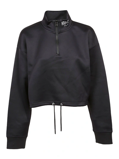 Shop Kenzo Cropped Scuba Sweatshirt In Black