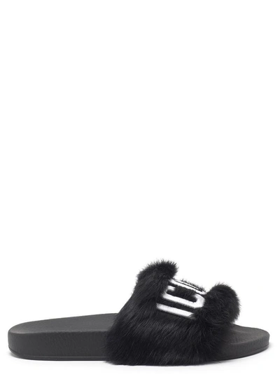 Shop Dsquared2 Icon Fur Slides In Black