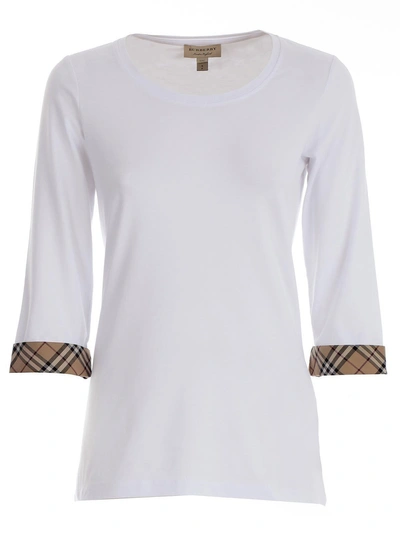 Shop Burberry Vintage Check Detail Top In White