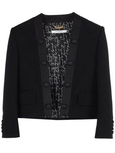 Shop Givenchy Cropped Shawl Collar Jacket In Black