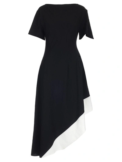 Shop Loewe Contrast Hem Dress In Black