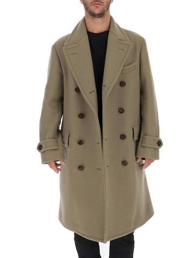 Shop Tom Ford Double Breasted Midi Coat In Brown
