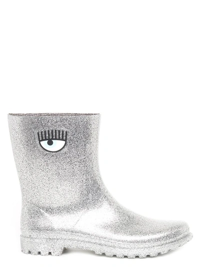 Shop Chiara Ferragni Glittered Rain Boots In Silver