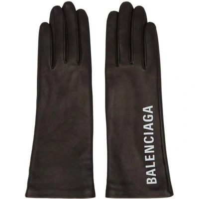 Shop Balenciaga Black Leather Gloves In 1000 Black