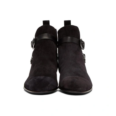 Shop Balmain Black Suede Egid Boots In 176 Black