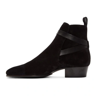 Shop Balmain Black Suede Egid Boots In 176 Black