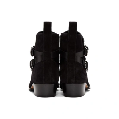 Shop Balmain Black Suede Egid Boots In 176 Black