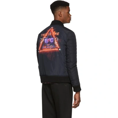 Shop Balmain Black Print Teddy Bomber Jacket In 192multicol