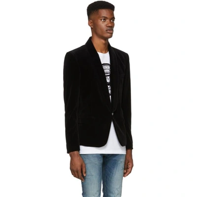 Shop Balmain Black Velvet Chale Blazer In 176 Black