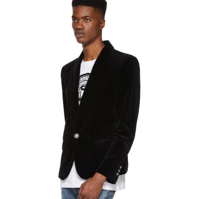 Shop Balmain Black Velvet Chale Blazer In 176 Black