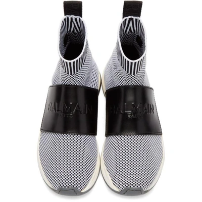 Shop Balmain Black & White Cameron Sneakers