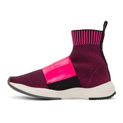 Shop Balmain Pink & Black Cameron Sneakers In 326 Fuxia/n