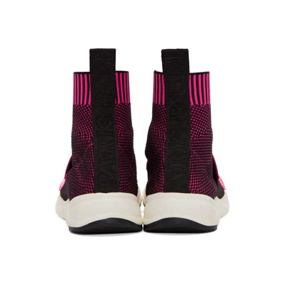 Shop Balmain Pink & Black Cameron Trainers In 326 Fuxia/n