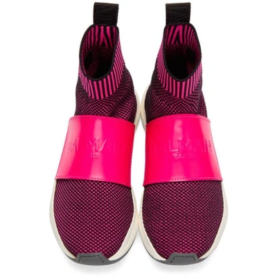 Shop Balmain Pink & Black Cameron Sneakers In 326 Fuxia/n