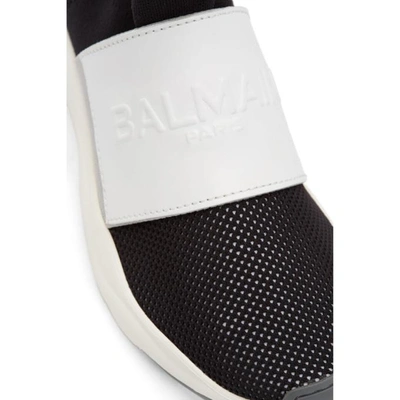 Shop Balmain Black And White Cameron Sneakers In 181 Nr/bl