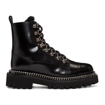 Shop Balmain Black Fur Army Boots