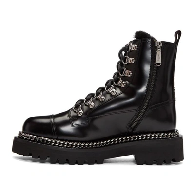Shop Balmain Black Fur Army Boots