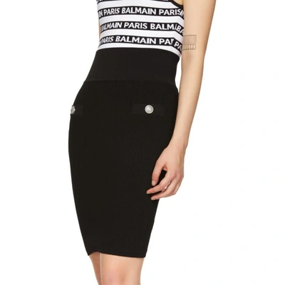 Shop Balmain Black Double-button Tube Skirt In C0100 Noir