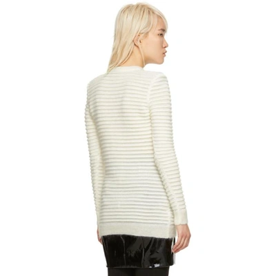 Shop Balmain White Mohair Ribbed Sweater In C0001 Blanc