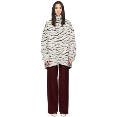Shop Givenchy White And Black Mohair Tiger Stripes Turtleneck