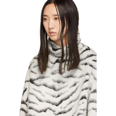 Shop Givenchy White And Black Mohair Tiger Stripes Turtleneck