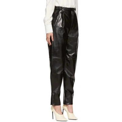 Shop Givenchy Black Leather High-waisted Trousers In 001 Black